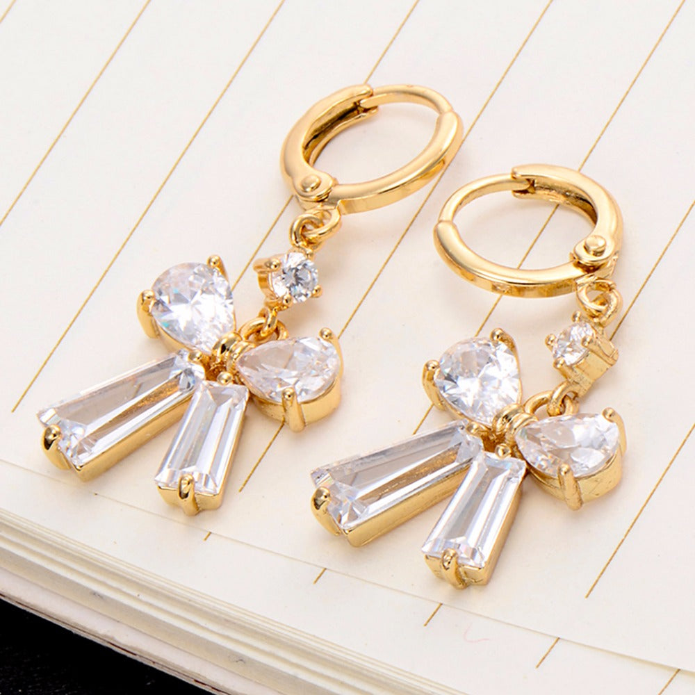 18K Gold/Platinum Plated Bowknot Zircon Earrings