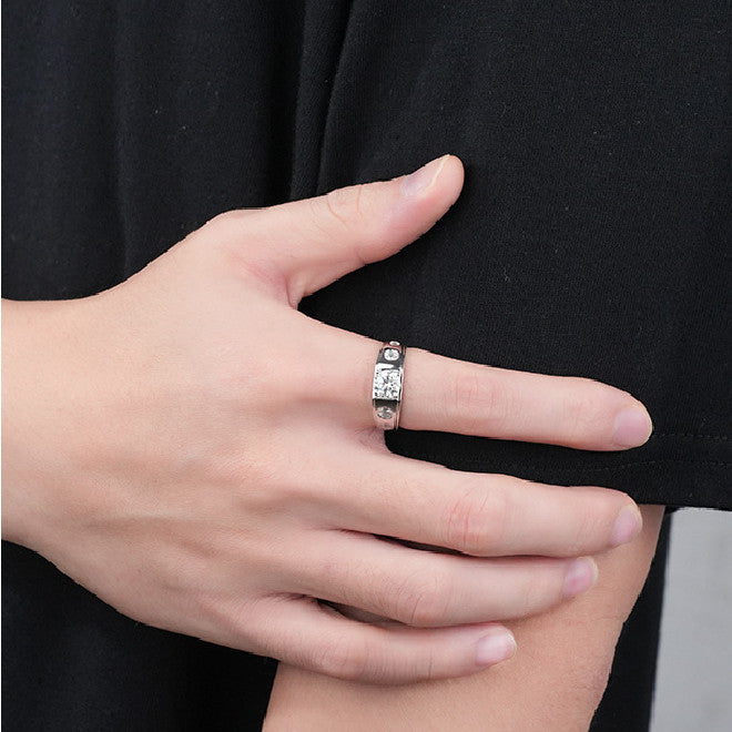 Moissanite Rhinestone Women's Sterling Silver Fashion Ring