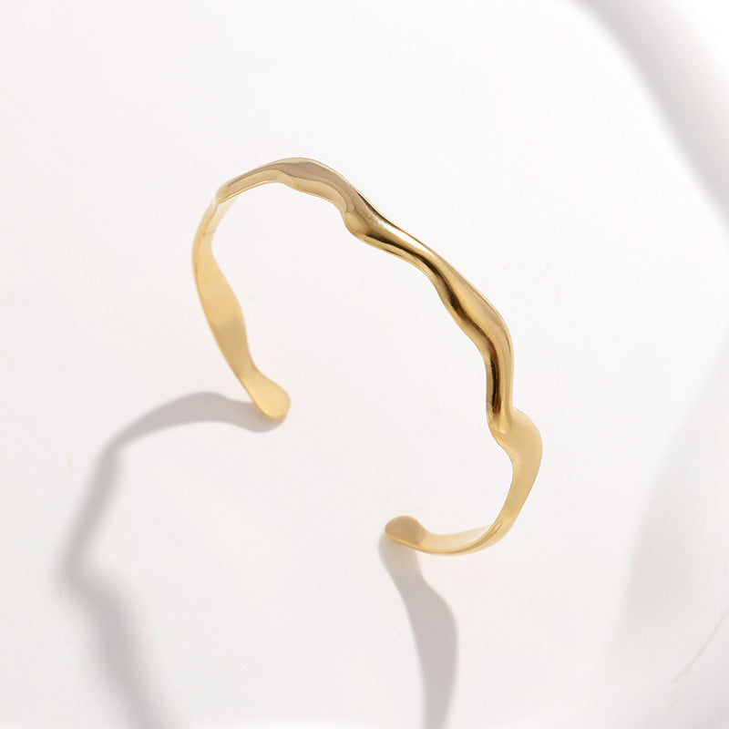 Wavy Stainless Steel Bracelet with Titanium Steel Design