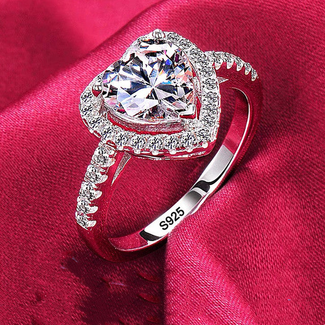 Round Cut Zircon Platinum Ring
