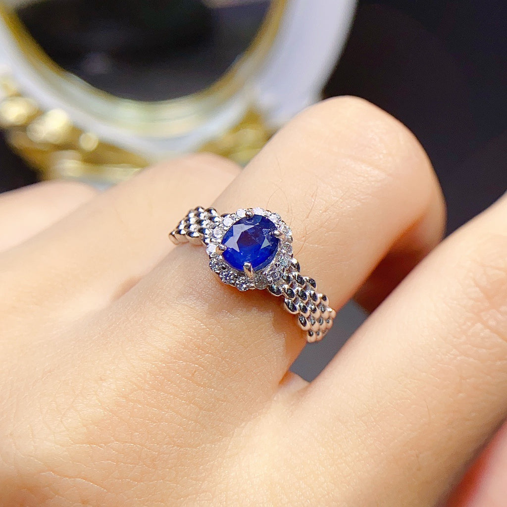 Natural Sapphire Silver Ring