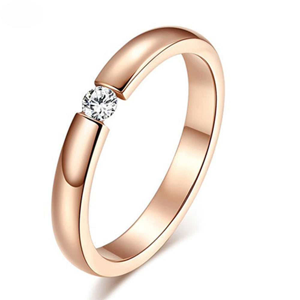 Titanium Steel Zircon Ring, Couple Joint Ring