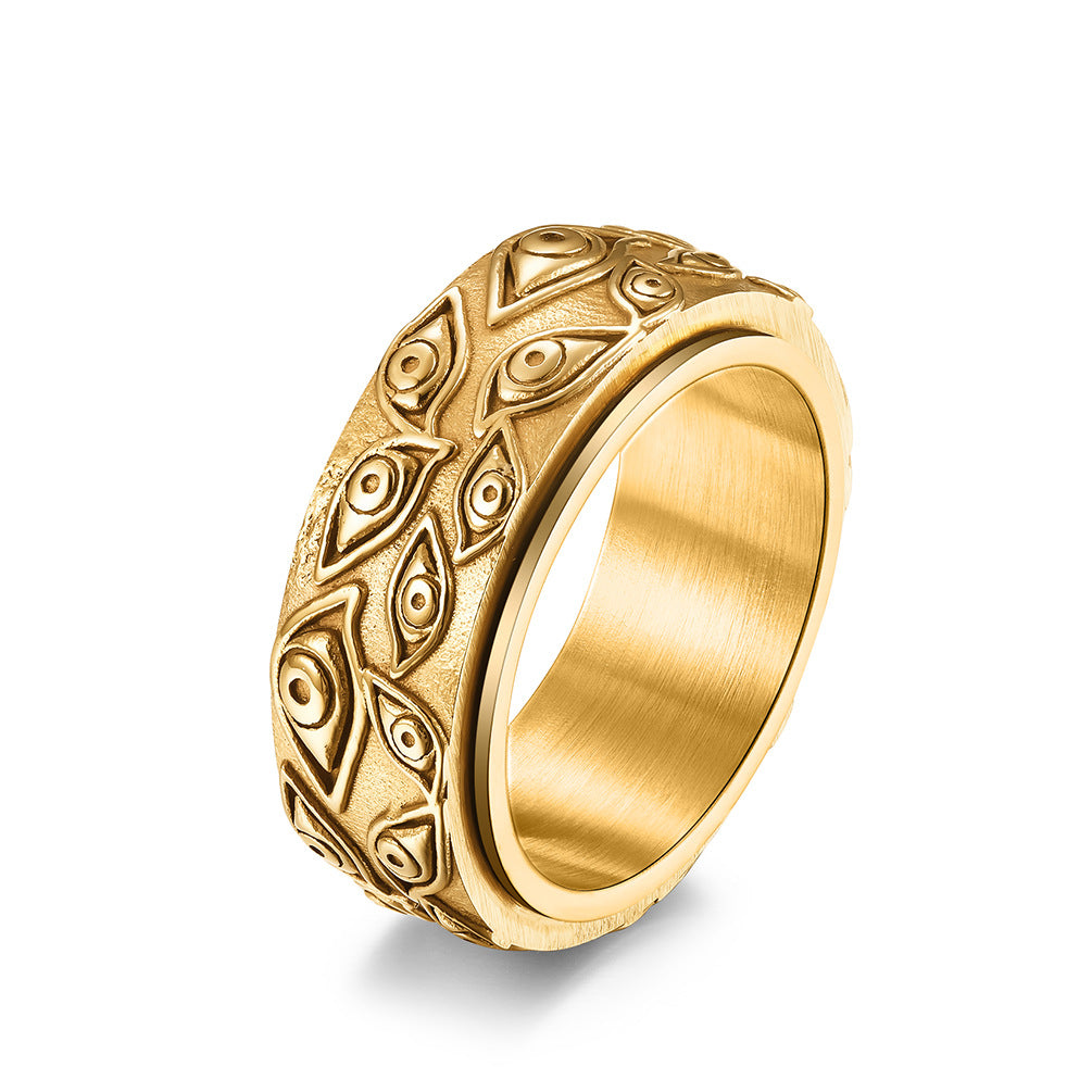 Men's Vintage Rotating Eye of the Demon Titanium Ring