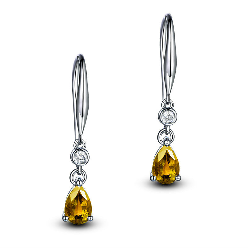 Elegant Platinum-Plated Colorful Faux Sapphire Earrings