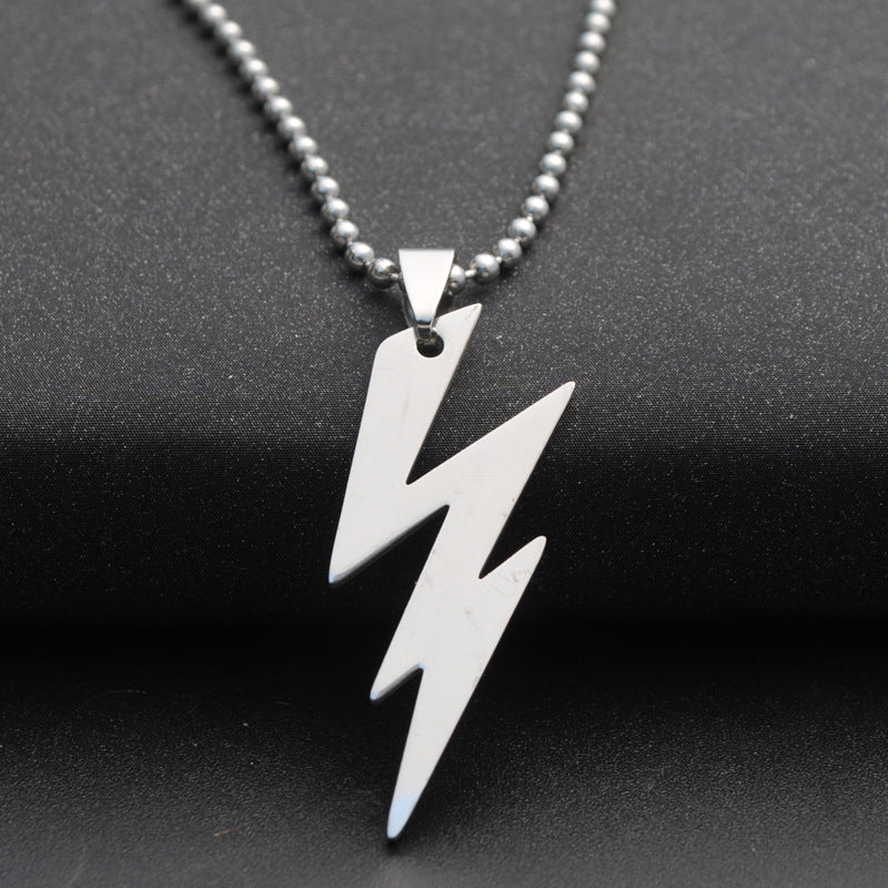 Punk Style Lightning Necklace with Stainless Steel Pendant