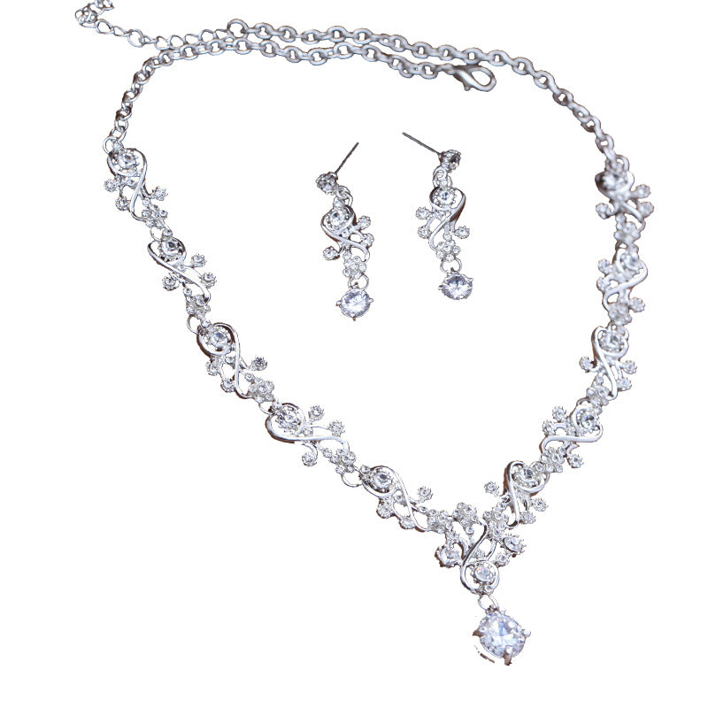 Korean Style Zirconia Necklace and Earring Set