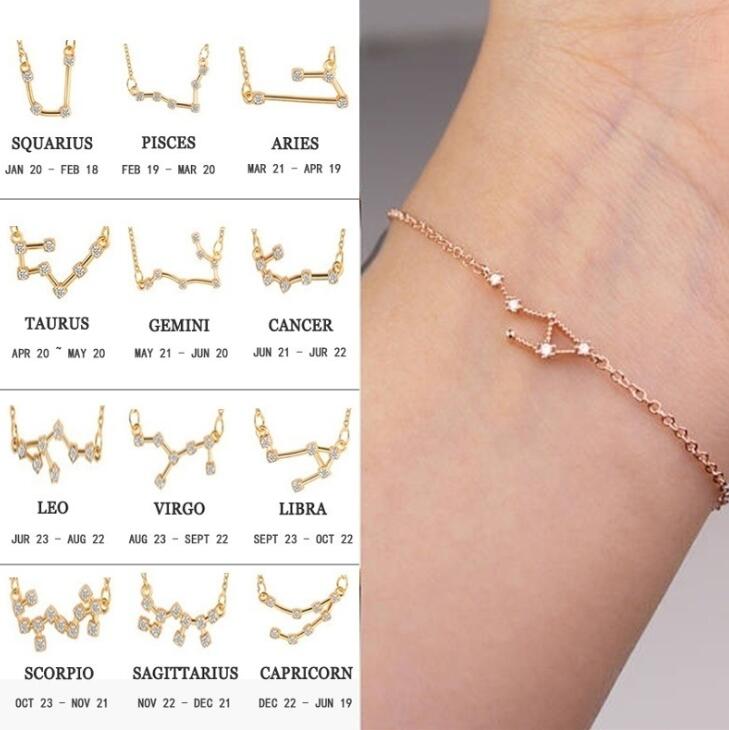 Zodiac Bracelet with Stylish Zircon Pendant