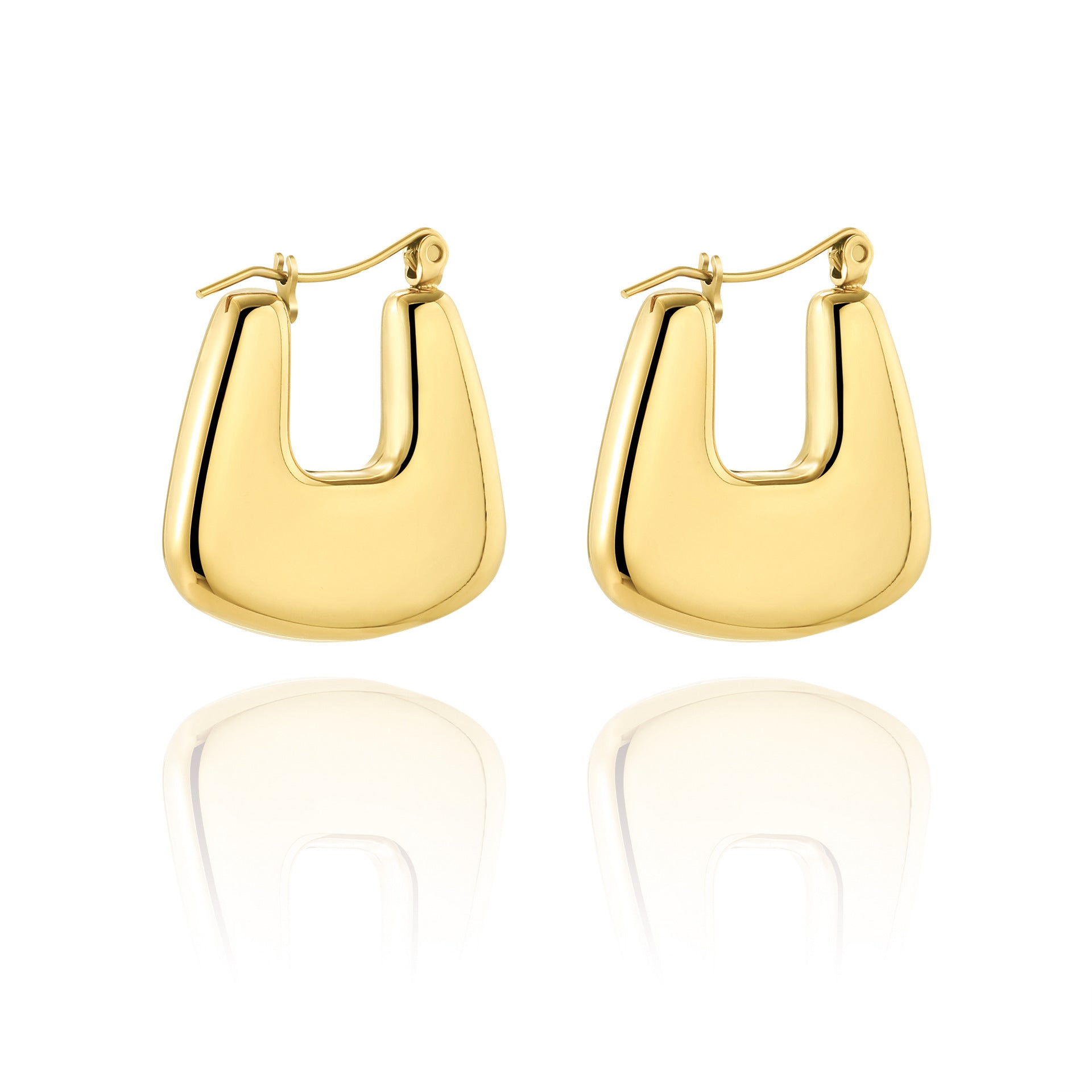 Titanium Steel Gold-Plated Hollow Crescent Earrings
