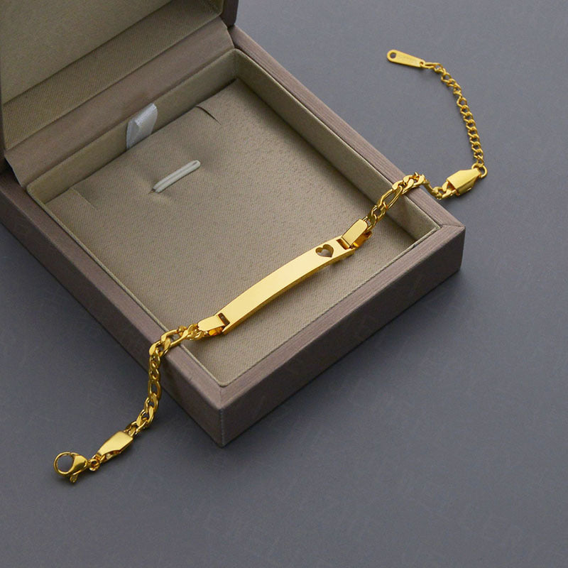 Hollow Heart Curved Stainless Steel Bracelet