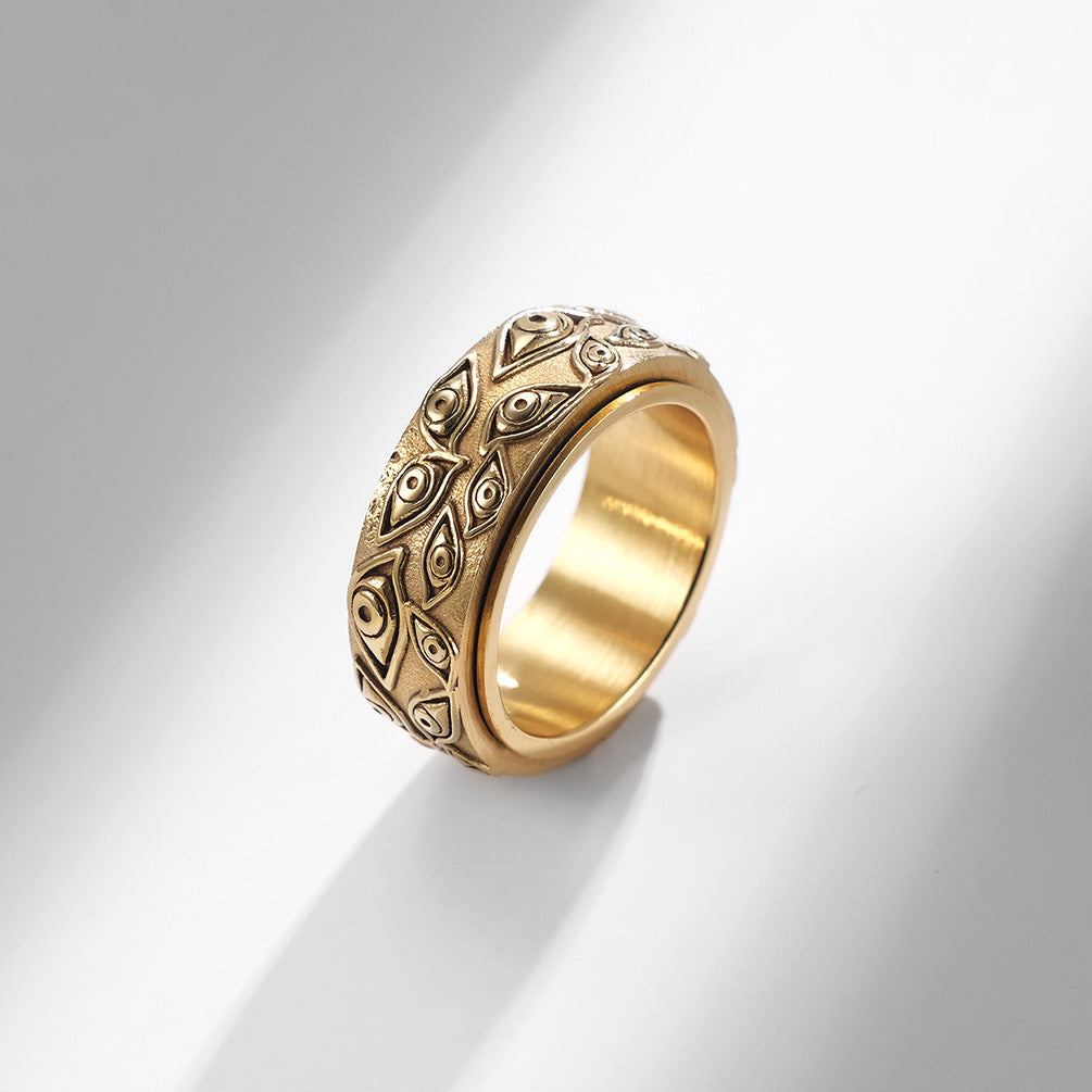 Men's Vintage Rotating Eye of the Demon Titanium Ring