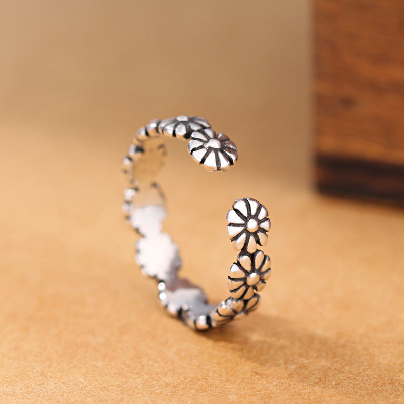 Vintage Sunflower Flower Ring