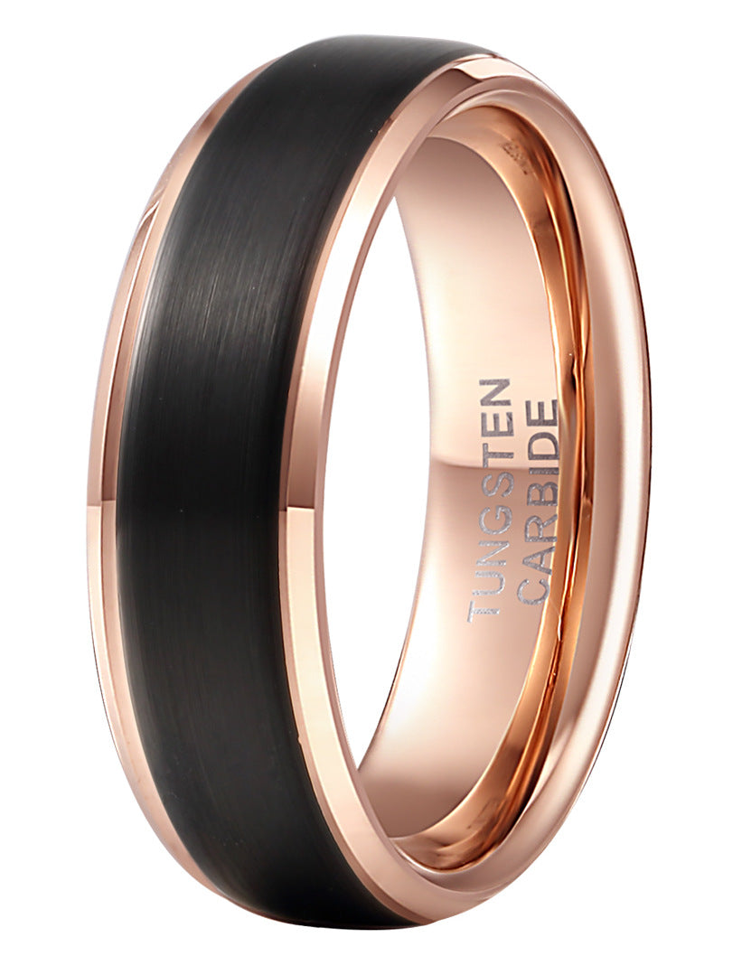 Double Groove Black Electroplated Tungsten Ring
