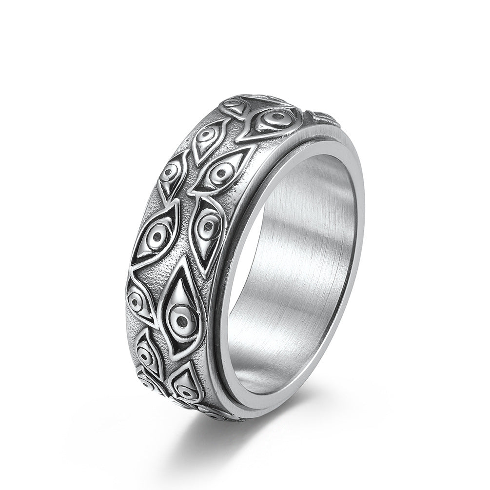 Men's Vintage Rotating Eye of the Demon Titanium Ring