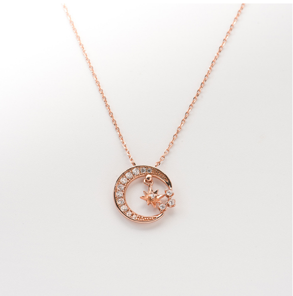 Custom Cute Prince Star Moon Zircon Pendant Necklace