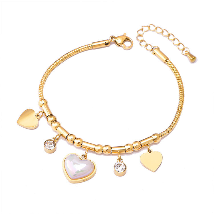 Colorful Geometric Snake Bone Bracelet with Bear & Charms