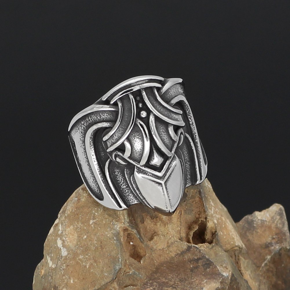 Stainless Steel Viking Celtic Wolf Odin Raven Titanium Ring