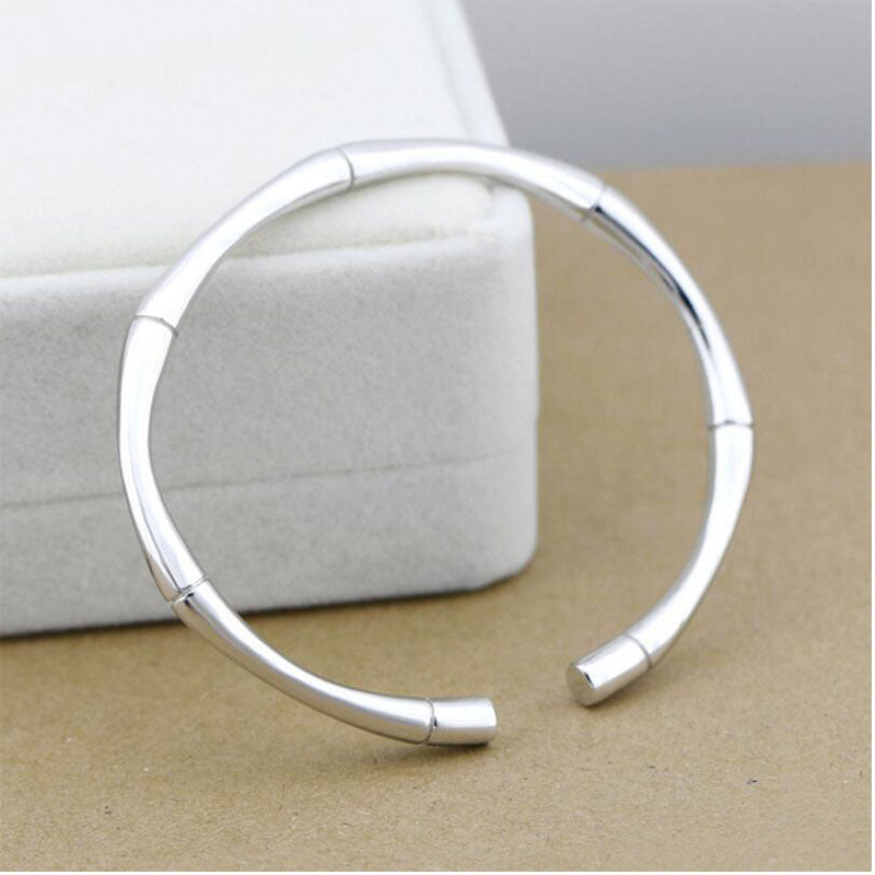 925 Silver Bamboo Design Adjustable Bangle for Couples