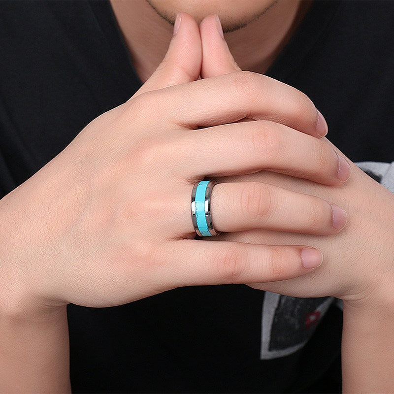 Turquoise Inlay Tungsten Ring