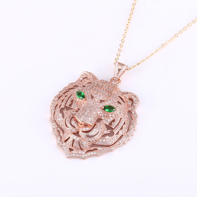 Diamond Tiger Head Pendant in Gold, Silver, & Rose Gold
