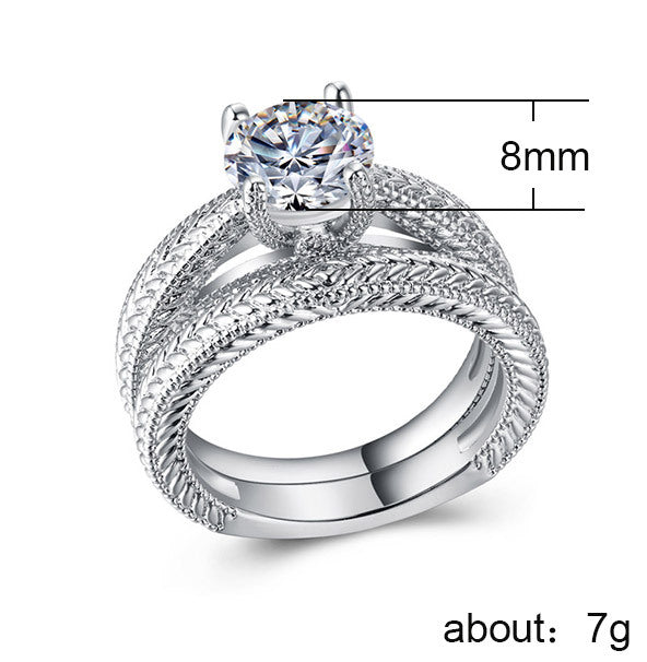 Luxury Zirconia Platinum-Plated Women's Ring Set