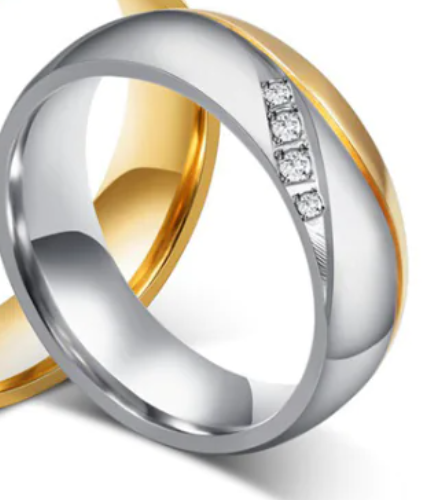 Engagement Ring, Couple Ring, Micro-Paved Titanium Ring