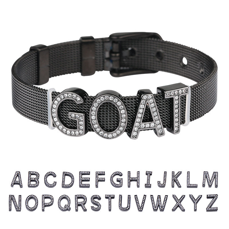 Custom Letter and Number Stainless Steel Bracelet