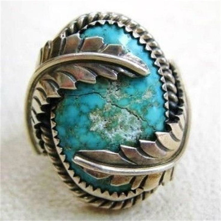 Women's Fashion Green Turquoise Inlaid Ring