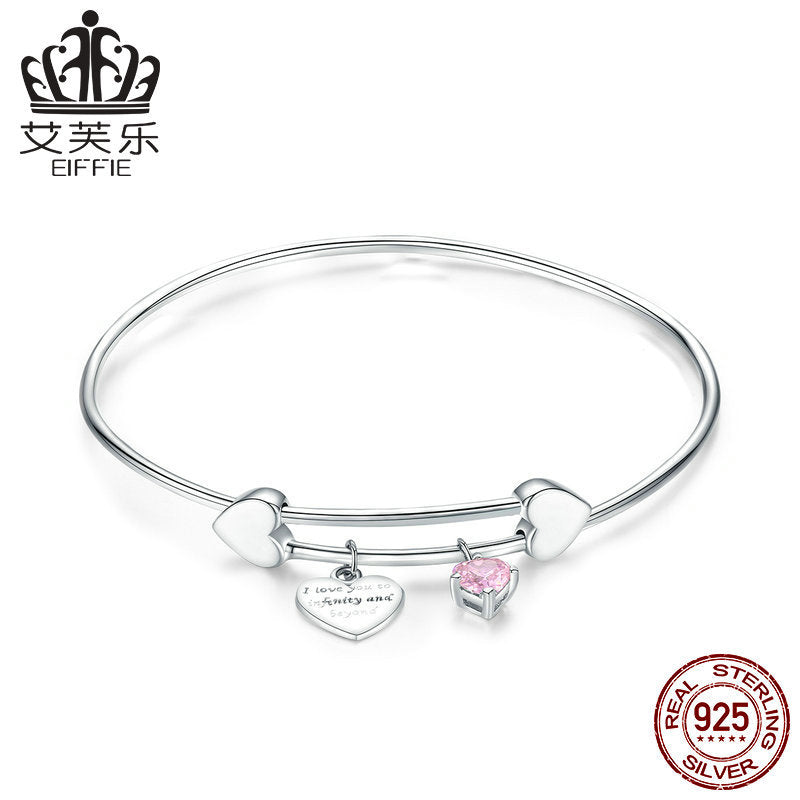 Bishal Silver S925 Heart Bracelet with Platinum Plating