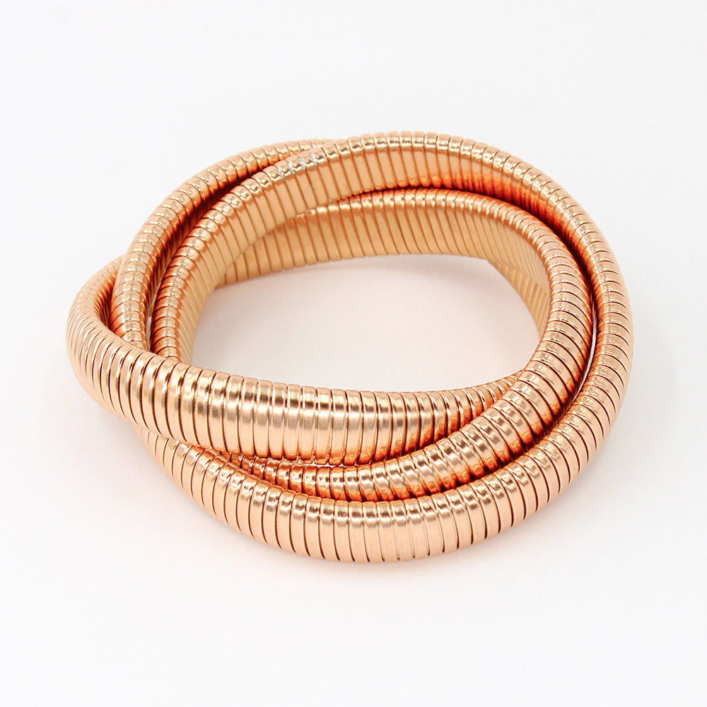 Three-Layer Elastic Gold-Plated Stainless Steel Bracelet