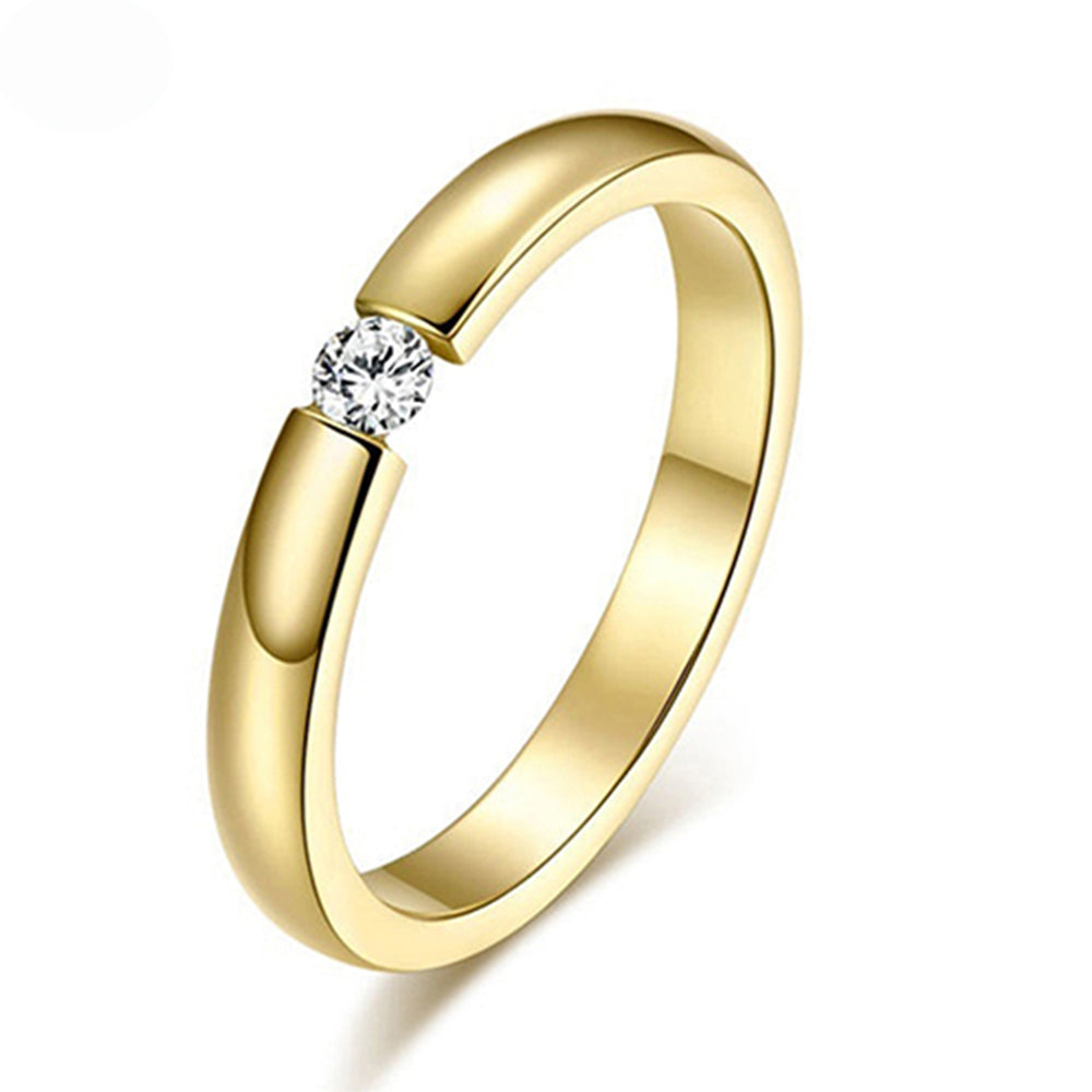 Titanium Steel Zircon Ring, Couple Joint Ring