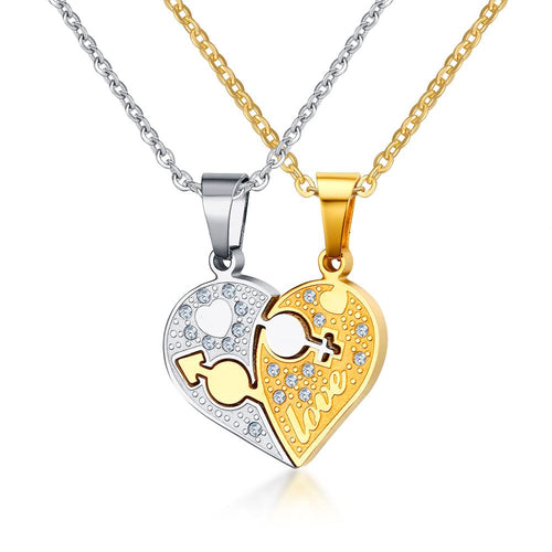 Custom Wholesale Titanium Steel Heart Couple Pendant