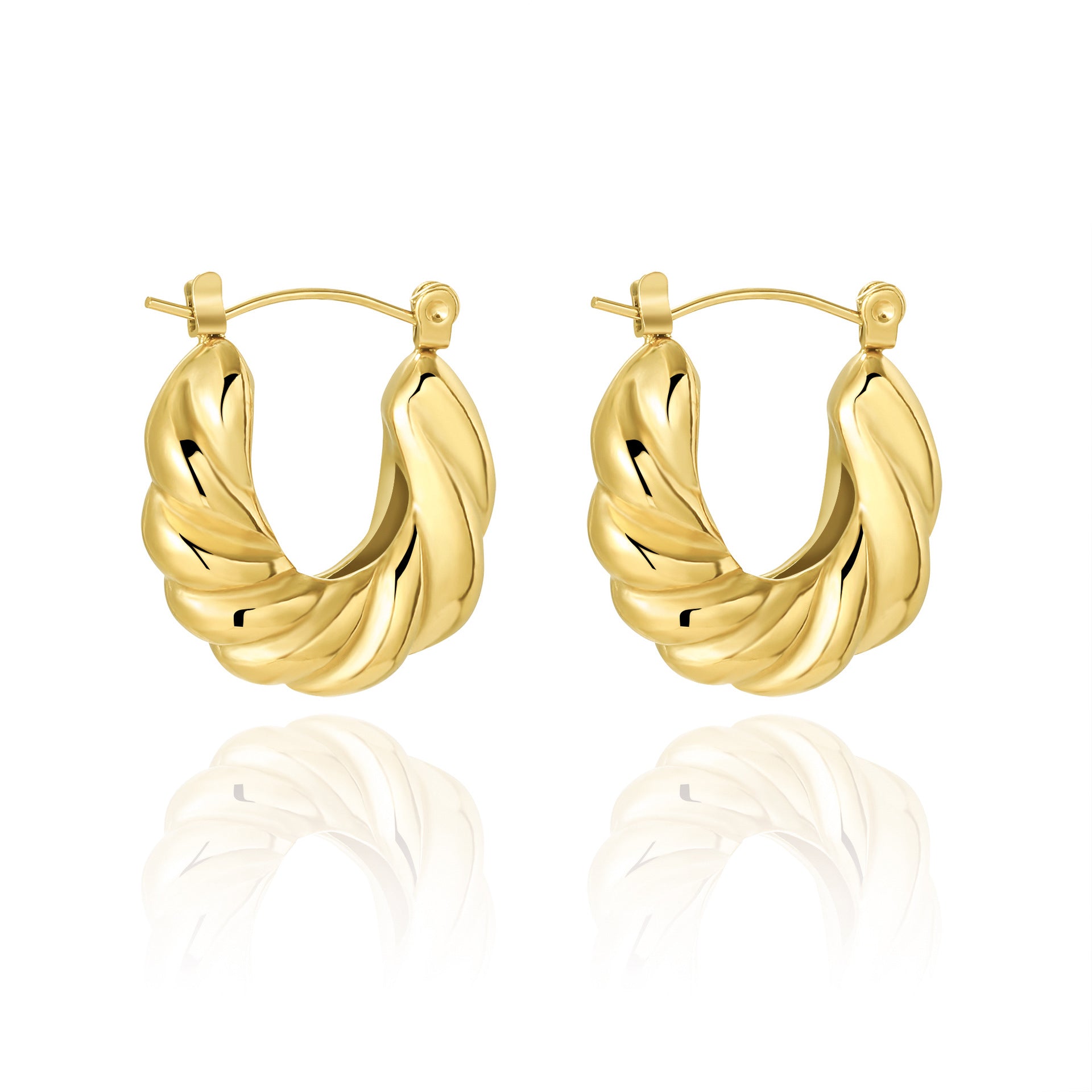 Titanium Steel Gold-Plated Hollow Crescent Earrings