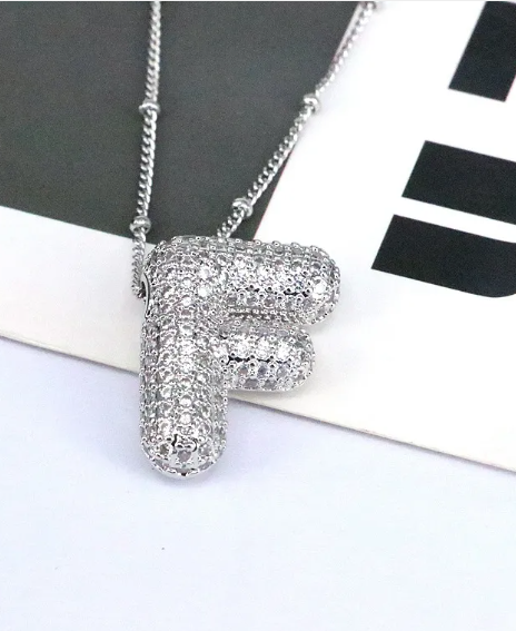 Brass Zircon Letter Necklace
