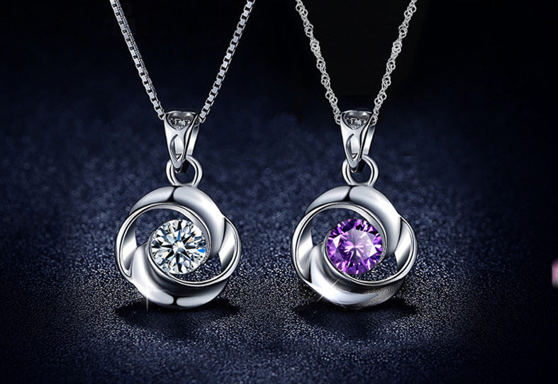 Rose Necklace for Women with Zircon Pendant