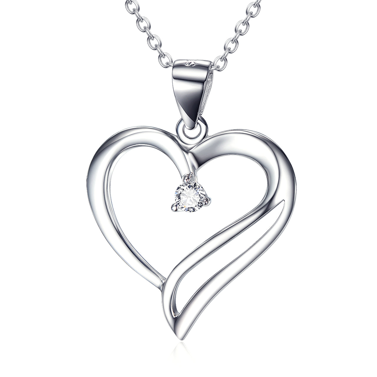 Heart-Shaped Necklace with 925 Sterling Silver Pendant