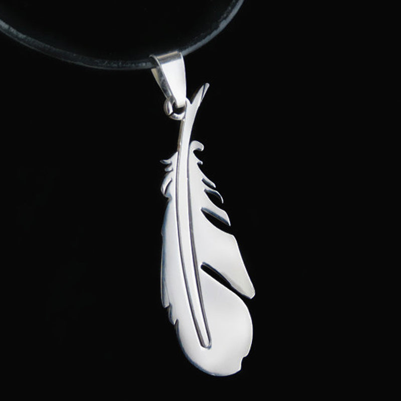 Vintage Feather Titanium Steel Pendant for Couples