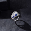 Blue Diamond Floral Moonstone Vintage Ring Jewelry