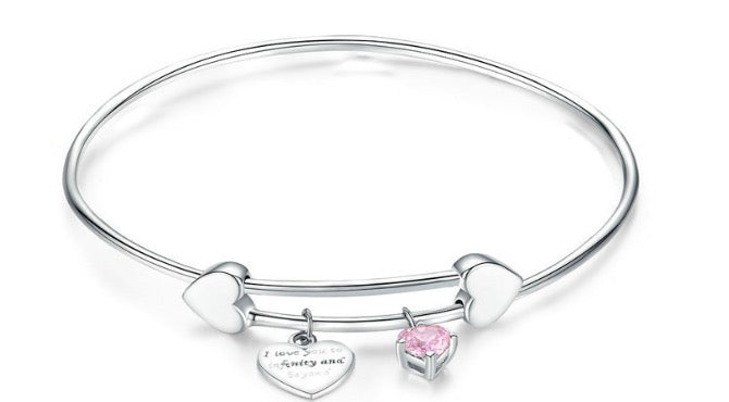 Bishal Silver S925 Heart Bracelet with Platinum Plating