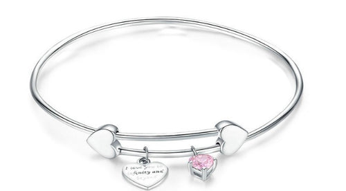 Bishal Silver S925 Heart Bracelet with Platinum Plating
