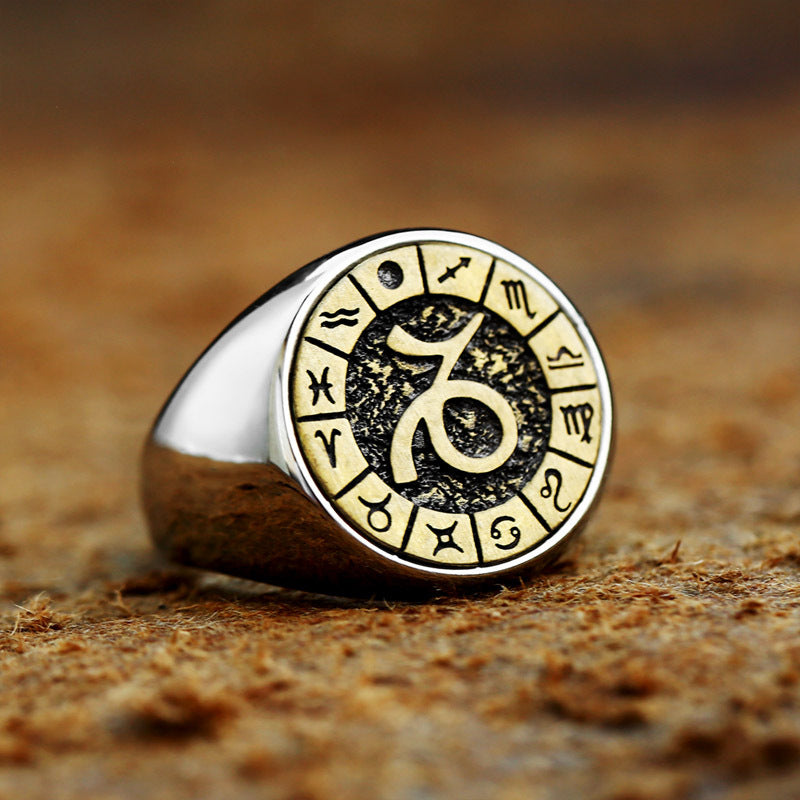 Twelve Constellation Titanium Steel Ring