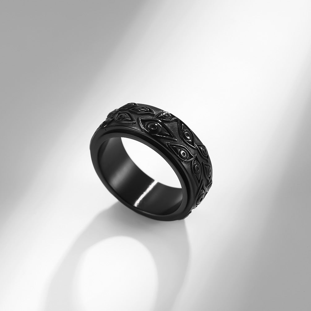 Men's Vintage Rotating Eye of the Demon Titanium Ring