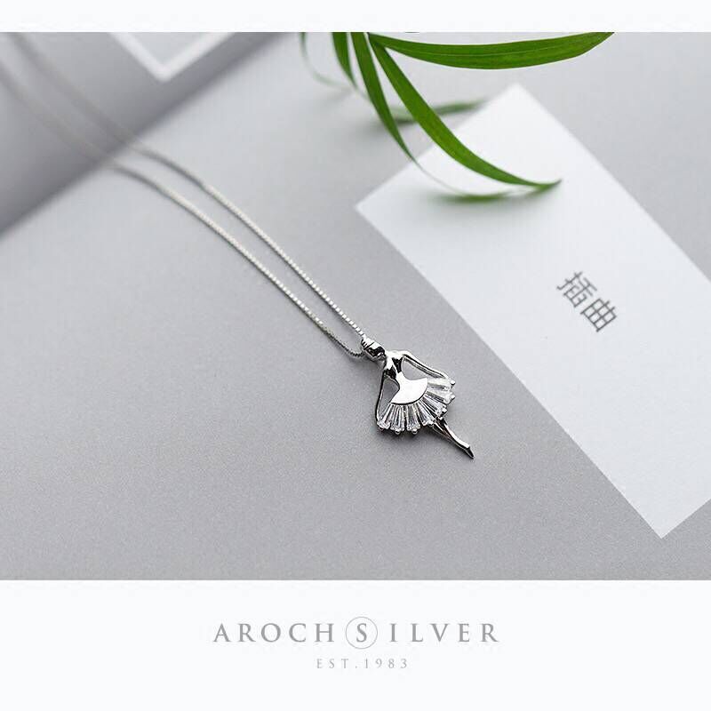 Ballet Girl Necklace with Silver Pendant