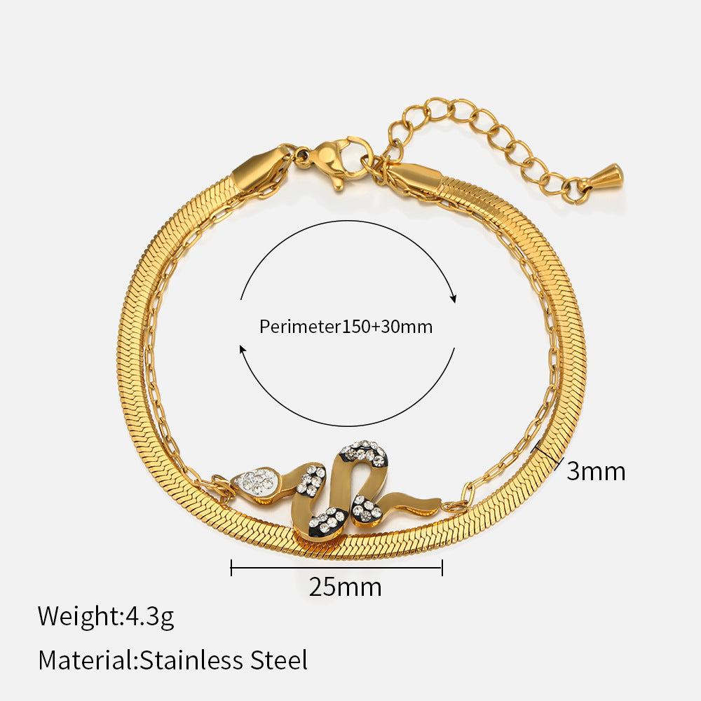 Double-layer Snake-shaped Stainless Steel Bracelet