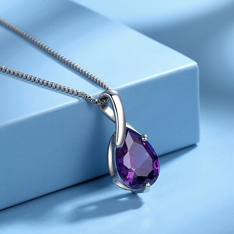 Elegant Amethyst Necklace with S925 Silver Pendant