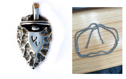 Flint Arrowhead Necklace with Titanium Steel Pendant