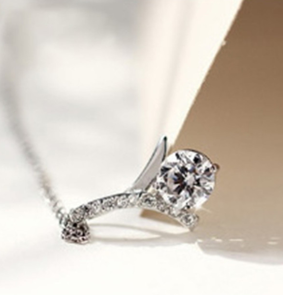 Zircon Pendant, Silver Jewelry, Crystal Necklace