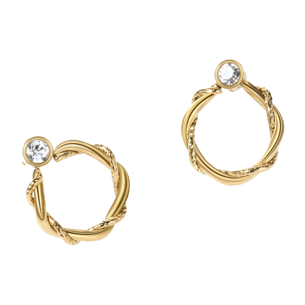 Titanium Steel Gold-Plated Hollow Crescent Earrings