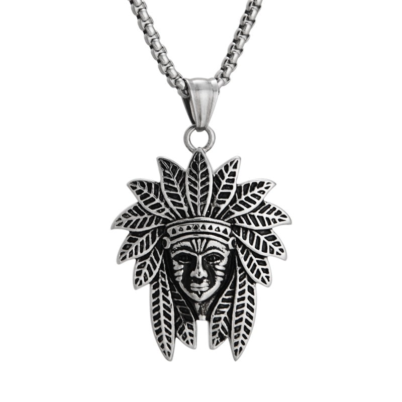 Titanium Steel Indian Necklace with Pendant