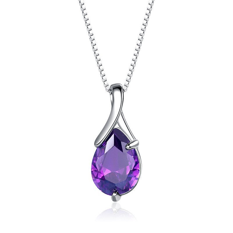 Elegant Amethyst Necklace with S925 Silver Pendant