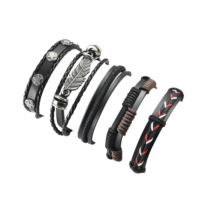 Vintage Multi-layer Leather Punk Bracelet with Charms